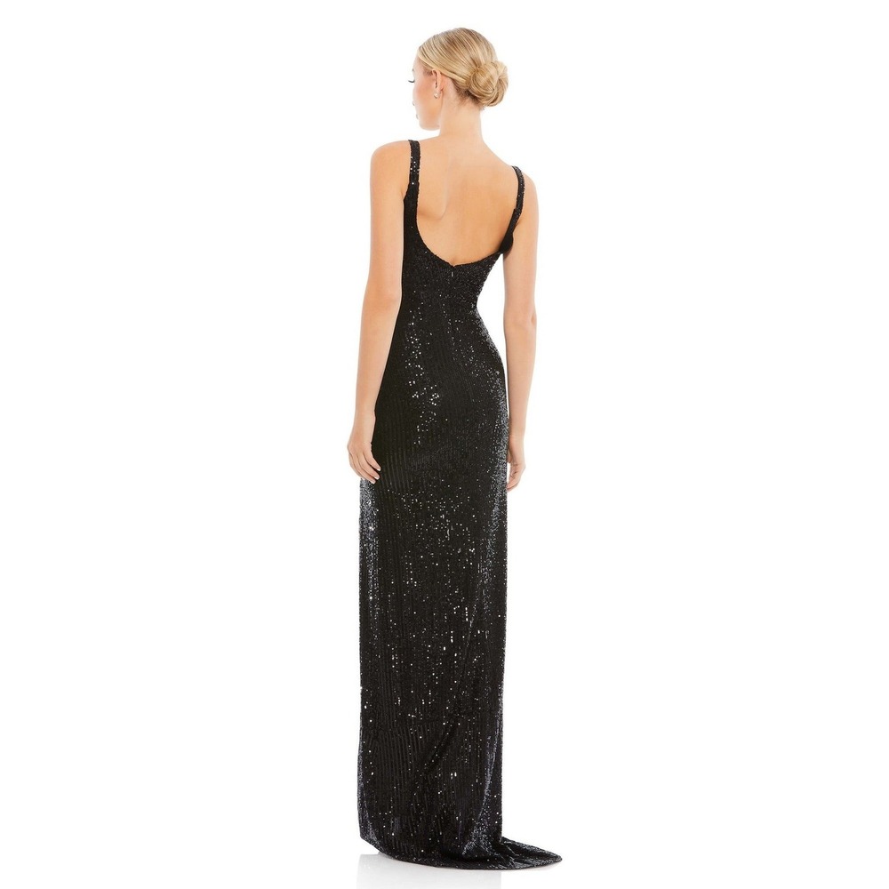 NWT Mac Duggal Black Fully Sequined Scoop Back Gown - Size 0 - Picture 9 of 12